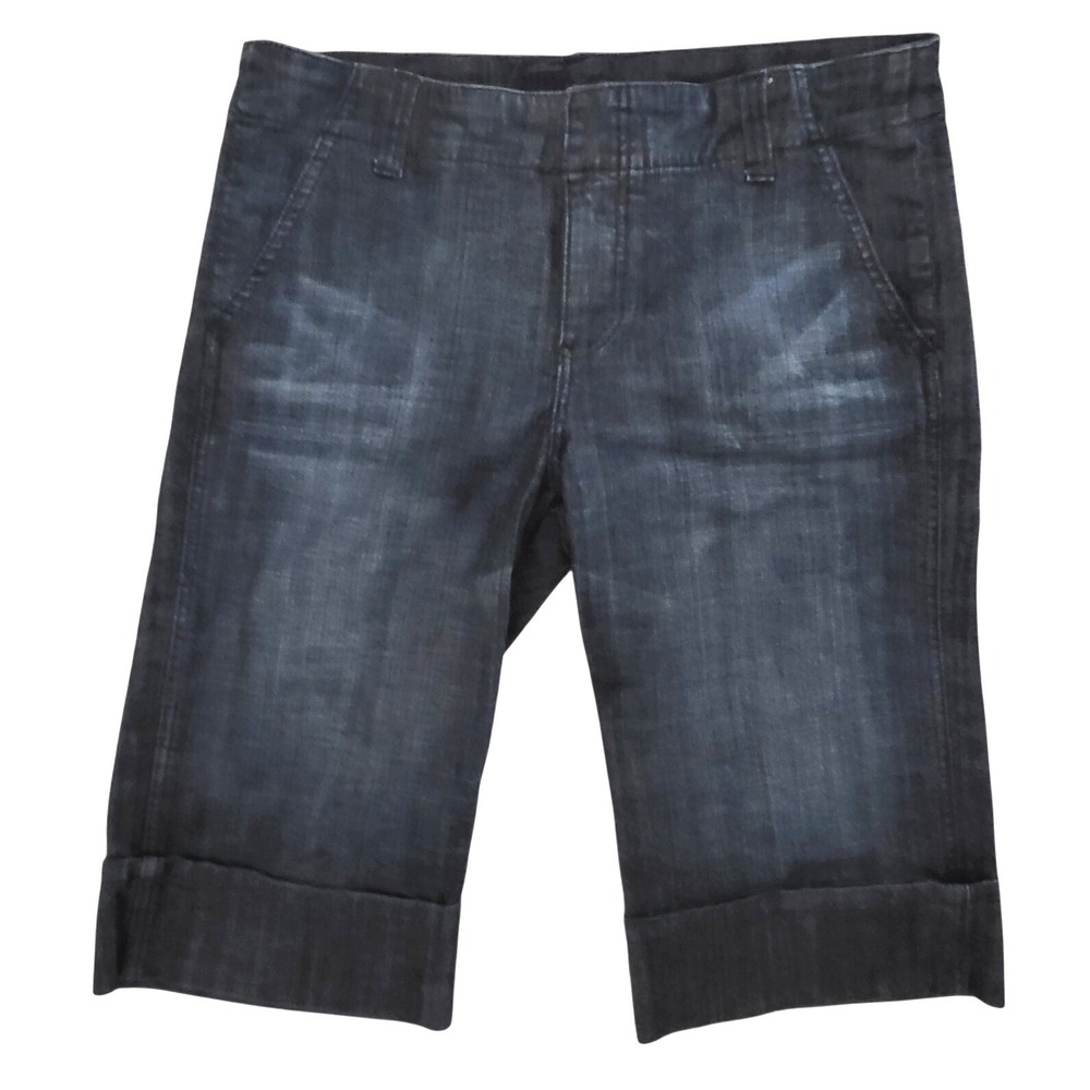 KUT from the Kloth Dark Wash Denim Stretch Wide Hem Bermuda Shorts 10